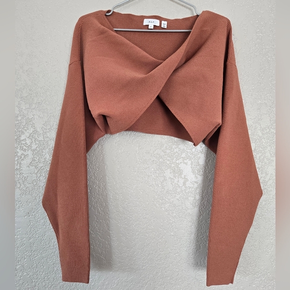 A.L.C. Greer twist-front ribbed-knit top with tank bolero brown M - Picture 5 of 13